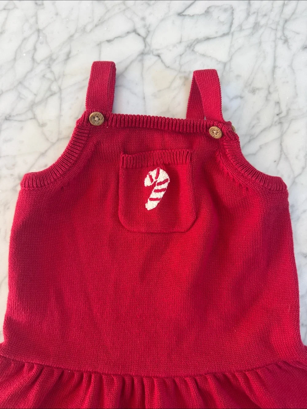 Knit Christmas Candy Cane Dress Sz 24 Mo